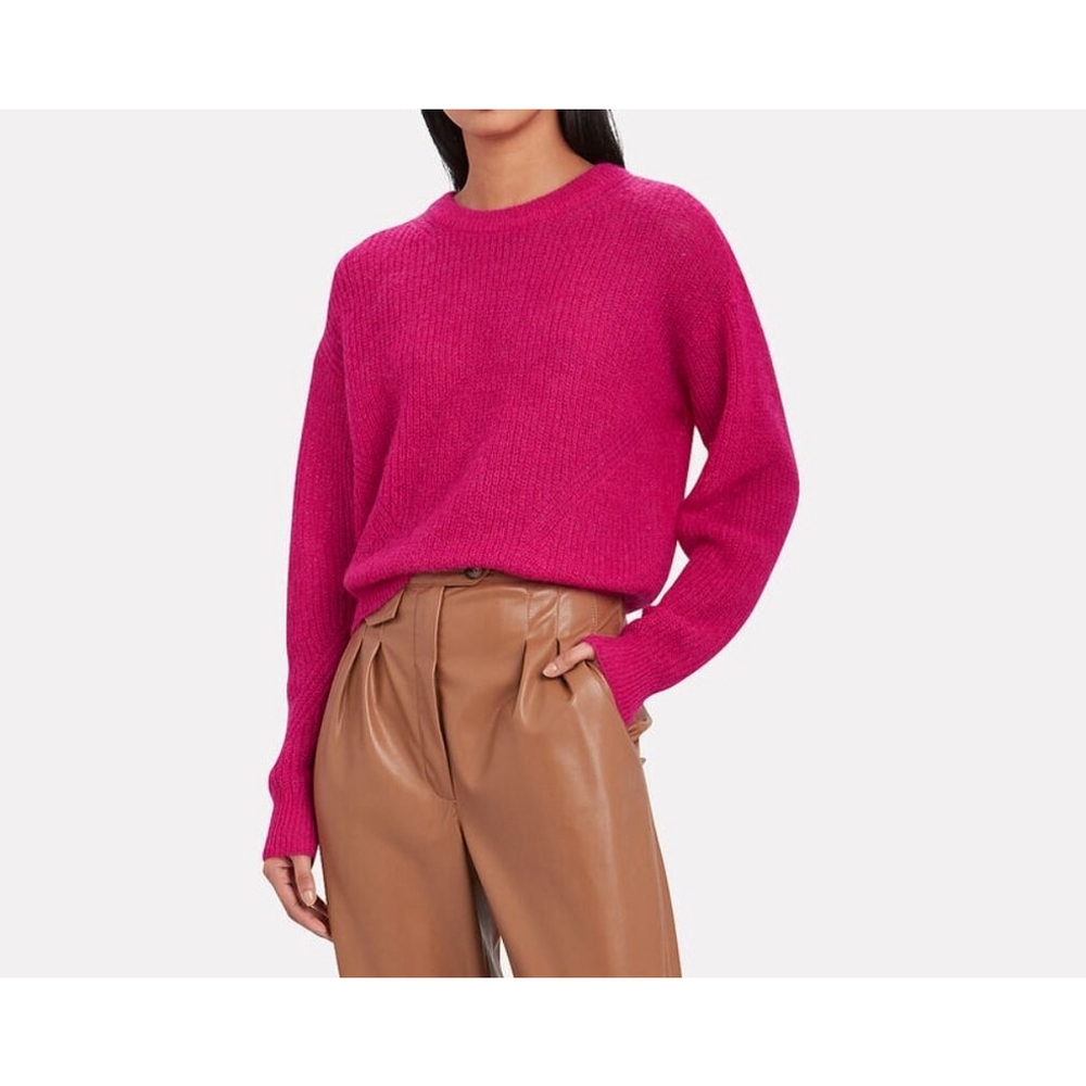 Veronica Beard Melinda Mohair Alpaca Sweater Pink Fuzzy Crewneck Luxe Knit L Nwt